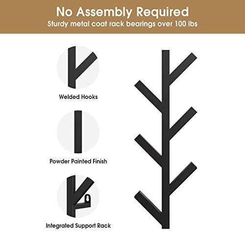 RRG Vertical Coat Rack Wall Mounted 16 Inch, Metal Vertical Hat Rack for Wall, Modern Coat Rack Tree for Hats, Jackets, Bags, Entryway Bedroom (Height 16") - color: Black
