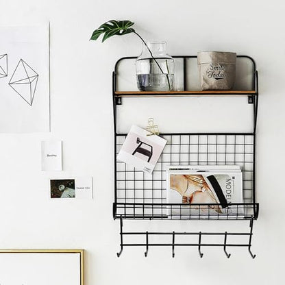 4 Pack Metal Grid Wall Hanging Hooks, Grid Wall Accessories, Heavy Duty Storage Hooks Rack for Door Back Wall Mount Storage and Display, Hook Attachment for Wire Shelving (4 x Hanging Hooks（Black）)