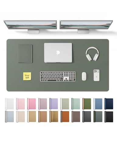 YSAGi Leather Desk Protector, Office Mat, Large Mouse Mat, Non-Slip PU Leather Blotter, Laptop Desk Pad, Waterproof Writing Pad for Office and Home (Dark Green, 47.2" x 23.6") - color: Dark Green, size: 47.2" x 23.6"