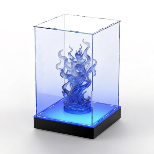Light Up Acrylic Display Case with RGBW LED Lights, USB Powered with Switch Panel & App Control, Clear Collectible Display Box for Figures, Dolls, Collectables & Trophy, 8x8x12 Inch - size: 8''(L) x 8''(W) x 12''(H)