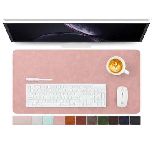 Distressed Leather Desk Mat - Non-Slip PU Desk Pad for Office and Home - Desk Organization and Accessories - Ideal for Large Mouse Pad and Desk Mats on Top of Desks(Dusty Rose,27.6"x 13.8") - color: Dusty Rose, size: 27.6" x 13.8"