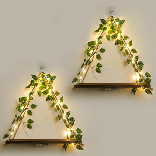 Forest Angle Shelf for Wall,Floating Shelves,Floating Shelves for Wall No Drilling,Adhesive Shelves,Command Strip Shelf,Room Decor Aesthetic,Plant Shelf Wall,Whimsical Decor,2-Piece Set(Green Leaf) - color: Green Leaf