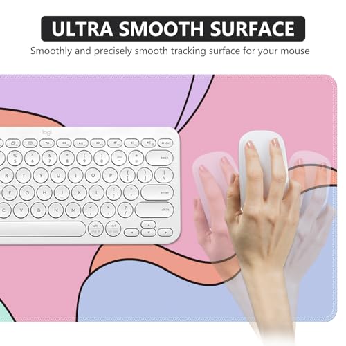 iCasso Desk Mat, XXL Large Mouse Pad with Stitched Edges, Anti-Slip Big Mousepad for Desktop, Keyboard Mat for Computer (Topographic) - color: Colour Topographic