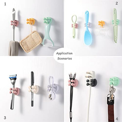 6 Pcs Silicone Waterproof Toothbrush Holders,Multi-Function Self Adhesive Hooks for Hanging Key Clothes Towel Cable for Kitchen Bathroom Home Office Mixed（6pcs White） - color: 6pcswhite