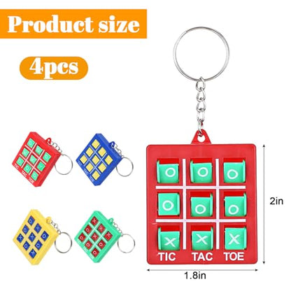 Mabor XO Tac-Toe Keychain Plastic Tac-Toe Game Pendant for Goodie Bags Mini Portable Pocket Board Keyring for Backpack Valentines Birthday Party