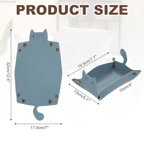 uxcell Leather Valet Tray, Folding Jewelry Tray Organizer Travel Dish Plate Desk Organizer for Women and Men Storage Jewelry Keys Wallet Coin, Deep Blue - color: Deep Blue