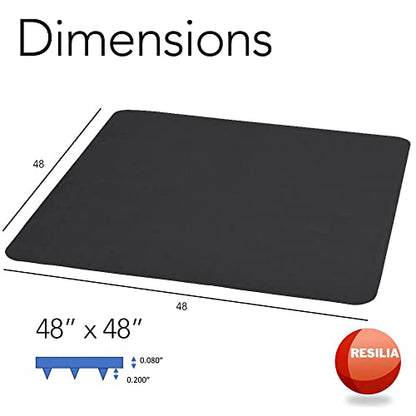 RESILIA Office Desk Chair Mat - for Low Pile Carpet (with Grippers) Black, 48 Inches x 48 Inches, Made in The USA - color: Black, size: 48" x 48" without lip