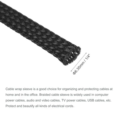uxcell Expandable Sleeving, 1/4-inch 100ft Cable Sleeve, Black - color: Black, size: 1/4" x 100 Ft