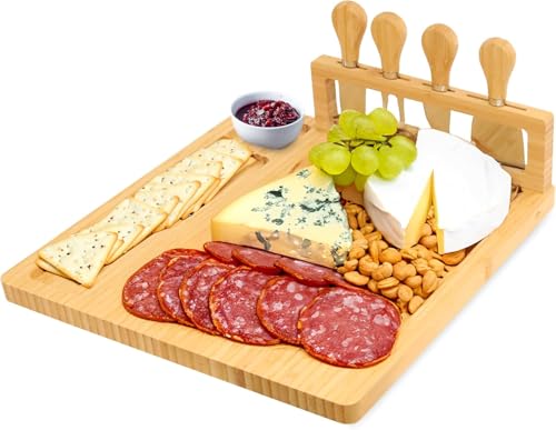 Personalized Cheese Board and Knife Set with Magnetic Holder, Serving Tray for Crackers, Meat, and Wine, Anniversary - style: Personalized Cheese Board Set with Magnet Hold