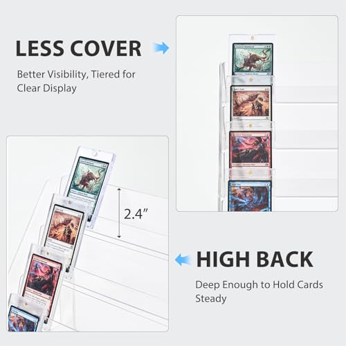 DEEIF 4 Tier Acrylic Trading Card Display Stand, 12" Riser Display Shelf for Magnetic Holders, Toploaders, PSA Graded Cards, TCG Sports Card Collection (1 Pack) - size: 4 Tier, 1 Pack