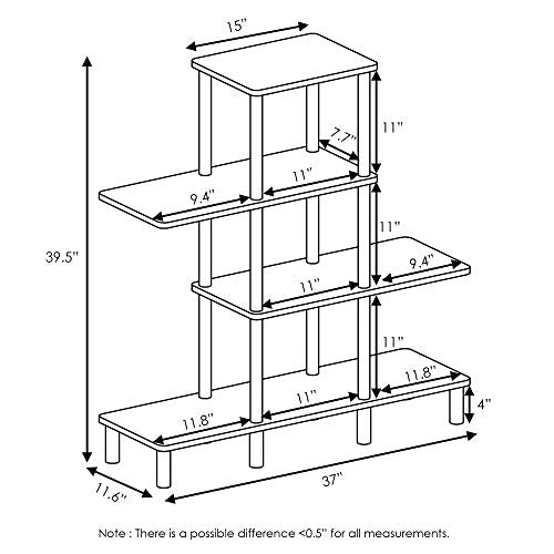 Furinno Turn-N-Tube 4-Tier Design Display Rack, French Oak Grey/Black - color: French Oak/Black, style: 4-Tiers, Ladder