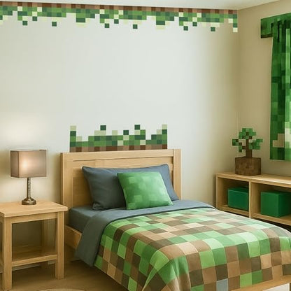 Pixel Block Border Wall Decal for Boys Room - Wall Decor for Gamers Room - Gaming Art for Bedroom - Video Game Themed Wall Stickers for Young Gamers and Cool Gaming Bedrooms