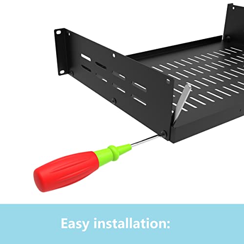 2U 19-Inch Universal Vented Rack Mount Cantilever Server Rack Shelf-12 Inch Deep-Disassembled Black (2U12InD) - size: 2U12InD