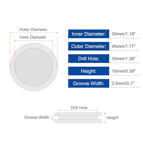 uxcell 8Pcs Rubber Grommets 1-3/8" (35mm) Drill Hole, 1-3/16" (30mm) ID Double Sided Hole Plugs Ring Gasket for Firewall Cable Wire Protecting, White - size: 1-3/8"DH, 1-3/16"ID