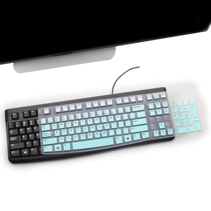 2PCS Keyboard Cover for Logitech K120 & MK120 Ergonomic Desktop USB Keyboard Ultra Thin US Layout Protective Skin-MintGreen+Clear - color: MintGreen+Clear