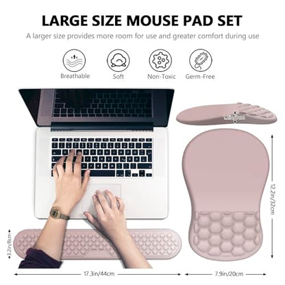 Mouse Pad with Wrist Rest & Keyboard Wrist Rest, Memory Foam - color: Gradient Pink