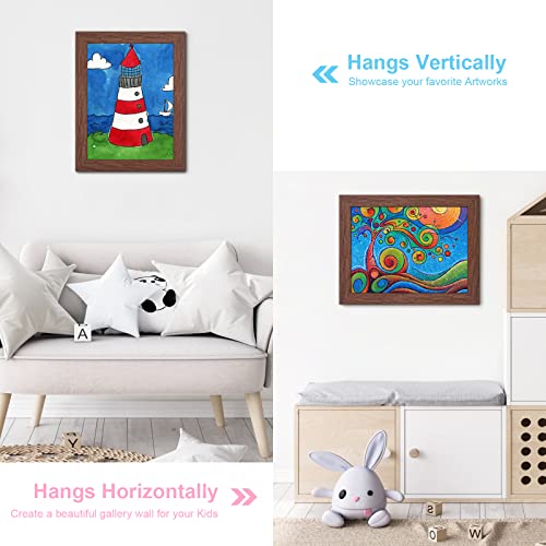 GULETHUN [2-Pack] Kids Art Frames, 8.5x11 Front Opening Kids Artwork Frames Changeable, Brown Artwork Display Storage Frame for Wall, Holds 50 Pcs, for 3D Picture, Crafts, Hanging Art, Portfolio - color: Brown, size: 8.5x11"