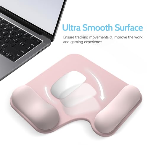 Ergonomic Mouse Pad with Gel Wrist Rest (1" & 1.2" Dual Height) - Cute Mouse Pads Compact Mousepad Desk Mat Office, Gaming & Carpal Tunnel Relief | Non-Slip Rubber Base Pale Pink - color: Pale Pink