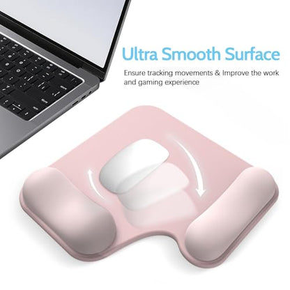 Ergonomic Mouse Pad with Gel Wrist Rest (1" & 1.2" Dual Height) - Cute Mouse Pads Compact Mousepad Desk Mat Office, Gaming & Carpal Tunnel Relief | Non-Slip Rubber Base Pale Pink - color: Pale Pink