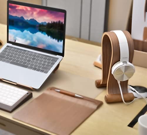 SAMDI Wood Headphone Stand, Headphone Holder Wood Headset Stand Compatible for Sony, Bose, Shure, Jabra, JBL, AKG Gaming Headphones Display et. (Walnut) - color: Walnut