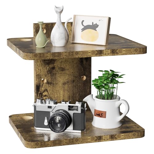 WALI Floating TV Shelf, 2 Tier Projector Shelf for DVD Player, Routers, Game Console, Cable Boxes, Living Room Decor Accessories, Wall Mount Shelves Holds Up to 22lbs(CS202NC), 2-Shelf, Vintage Brown - color: Vintage Brown, size: 13.78 x 11.02 Inch