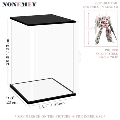 NONEMEY Clear Acrylic Display Case with Remote Control Light for Unicorn Gundam，Dustproof Model Showcase Organizer Box, Display Case for Collectibles (13.7x9.8x21.6inch,35x25x55cm) - size: 13.7×9.8×21.6 inch, 35×25×55 cm