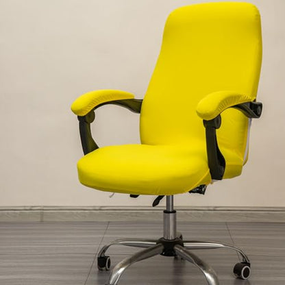 Melaluxe Office Chair Cover with Arm Covers - Universal Stretch Desk Chair Cover, Computer Chair Slipcovers (Size: L) - Yellow - color: Yellow, size: Large with Arm Cover