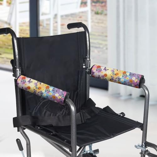 Wheelchair Armrest Pads Butterfly Daisy Wheel Chair Accessories Adults 2 Pack Wheelchair Arm Pads for Office Transport Chair Pressure Relief - color: Butterfly Daisy