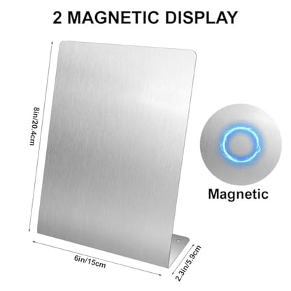 2 Pcs Magnetic Bulletin Board with Stand Metal Tabletop Memo Board Magnet Menu Easel Board Stainless Steel Display Stand for Office Home Kitchen School 10.4 x 6 in