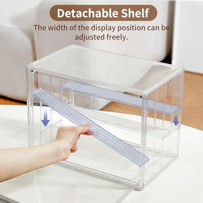 3 Pack Display Case for Collectibles 4 Layer Updated Adjustable Acrylic Display Case with Magnetic Door Clear Stackable Display Box Hobby Display Cases for Figures, Countertop - size: XLarge 3 Pack