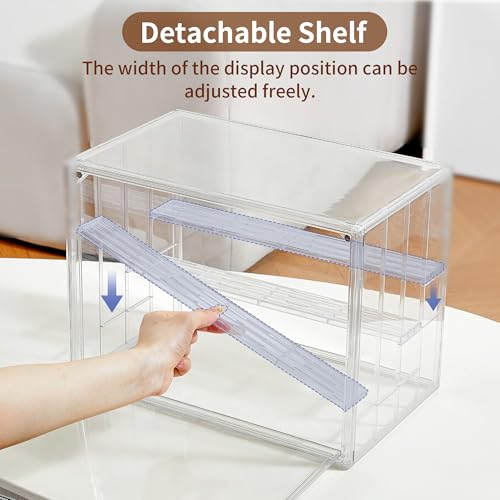 3 Pack Display Case for Collectibles 4 Layer Updated Adjustable Acrylic Display Case with Magnetic Door Clear Stackable Display Box Hobby Display Cases for Figures, Countertop - size: XLarge 3 Pack