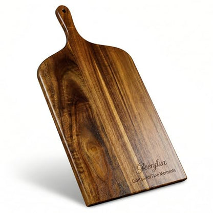 Charcuterie Board & Serving Tray with Handle, Large Acacia Wooden Cutting Board and Cheese Board Set for Serving, Appetizers, Entertaining & Housewarming Gift - size: 20 inch