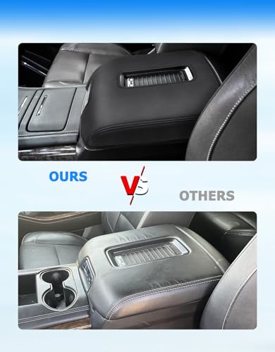 Center Console Armrest Cover for GMC Sierra & Chevrolet Silverado 2014-2018, Tahoe & Yukon & Suburban 2015-2020, Bucket Seat, Car Armrest Protector, Scratchproof, Black - color: Black