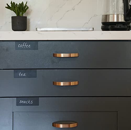 Clip-On Metal Cabinet and Drawer Labels – Reusable Chalkboard Labels for Kitchen, Bathroom, Dresser Drawers. Durable. Polished Edge. No Residue. - color: Black, size: 20 Pack