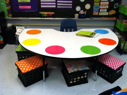 24 Pack 12''Big Size Dry Erase Dots for Classroom Tables, Peel and Stick Removeable Circle Vinyl Sticker Spots for Whiteboards, Desks, Wall Decals, Student, Teacher School Supplies, 6 Colors.