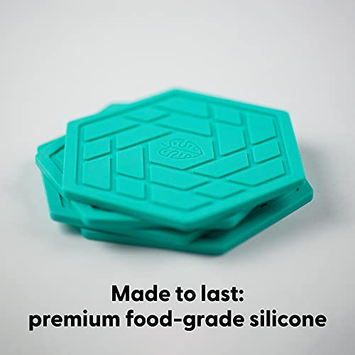 Silicone Drink Coasters Set of 4,Flexible & Heat-Resistant - Perfect for Home Decor & Table Protection (Aqua Saltwater 4)