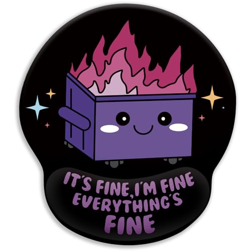 Blusabaca Funny Cute Mouse Pad with Wrist Rest, Dumpster on Fire Ergonomic Mouse Pads Wrist Support for Desk, Mousepad for Wireless Mouse Gaming Laptop Work Home Desk Accessories Office Supplies Decor - color: Dumpster on Fire PL