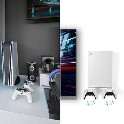 PS Metal Holder, 10” Floating Shelves for Wall, Wall Bracket for Playstation 5 and 4, Also Good to Support Speakers, Internet Router, Security Camera– for Gaming Room and Living Room (Silver)