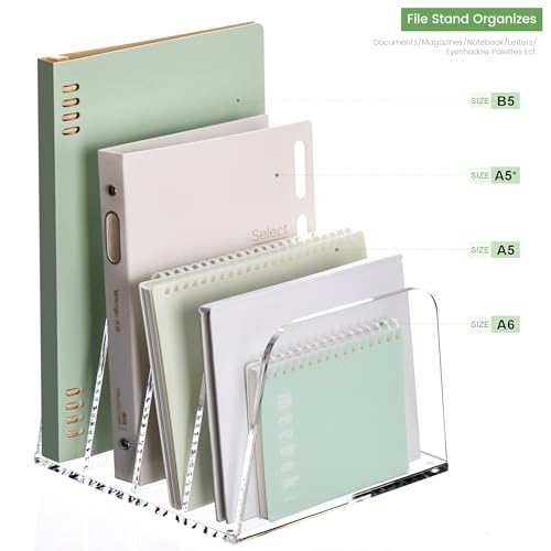 YUXUN Desk File Organizer,4-Section Clear Acrylic Desk Organizer,Vertical File Sorter Holder Organization for Office School & Classroom - style: 4-Section,B5