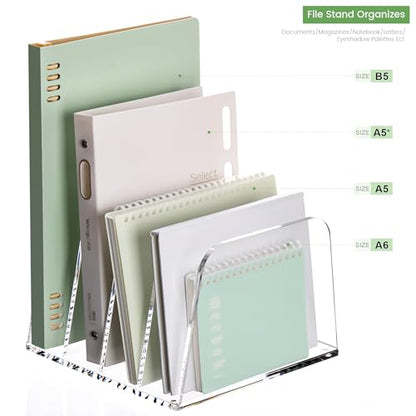 YUXUN Desk File Organizer,4-Section Clear Acrylic Desk Organizer,Vertical File Sorter Holder Organization for Office School & Classroom - style: 4-Section,B5
