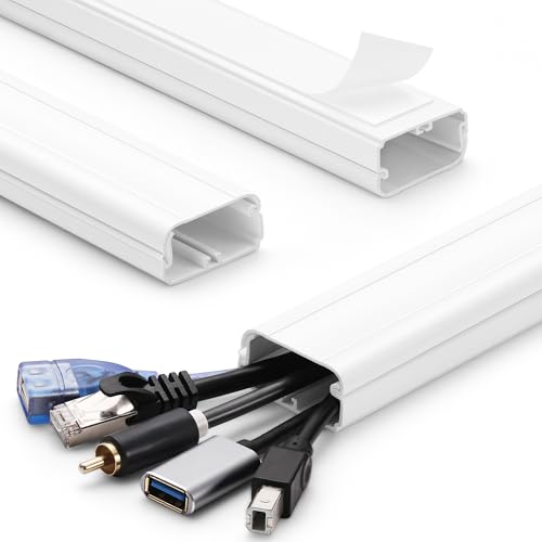 TV Cord Hider - 39in(3xL13in) Cord Covers for Wall Mounted TV Cable Hider Wall Kit | Wire Hiders for TV on Wall, Wire Covers for Cords, Cable Concealer Hide Cords, 1.5" W x 0.75" H, White - color: White, size: Large-39in
