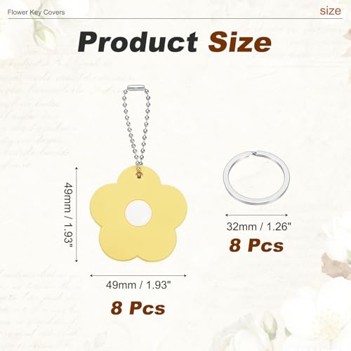 PATIKIL 8Pcs Key Covers Caps, PVC Flower Key Identifiers Markers Tags Covers Case Shell Head Protector Caps Toppers for 1.26" Flat for Office House Apartment Accessories, Yellow - color: Yellow, size: 1.26"