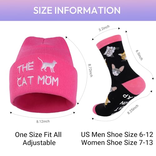 Funny Socks Cool Valentines Day Gifts for Him Men Boys Husband Boyfriend Dad Brother Cotton Comfort Birtday Gifts - color: Pink Cat Owner's Hat and Socks