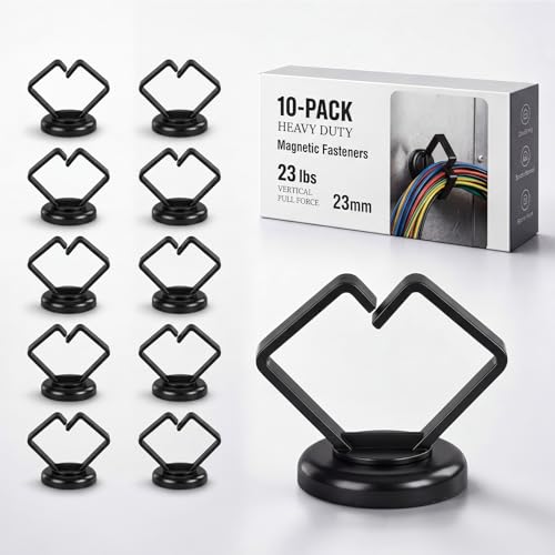 Konohan 10 Pack Magnetic Cable Holder 23lbs Heavy Duty Zip Tie Mount Base 7/8" Magnetic Cable Organizer Clip Scratch-free Wire Management for Home Office Desk Server Rack Marine Electrical - color: Black, size: 7/8"