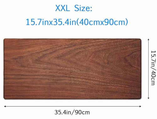 Large Extended Gaming Mouse Pad with Stitched Edges, Non-Slip Rubber Base Mouse Pad for Office, Computer, Keyboard, Laptop and Home Desk Pad 35.4X15.7 Inch Brown Wood Texture - color: Brown Wood Texture, size: 35.4L x 15.7W inches