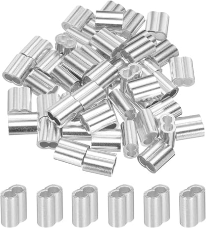 YAMASO 50pcs 3/16" Aluminum Crimping Loop Sleeve, Cable Ferrule Wire Rope Sleeves Loop Sleeve - size: 3/16"(50pcs)
