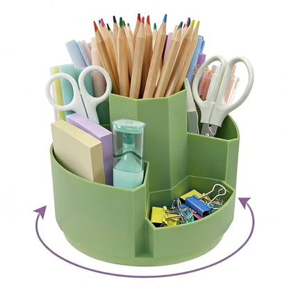 Pencil Pen Holder Desk Organizers Green Desktop Storage Stationery Supplies, Cute Cup Pot for Office, School, Art Supply - color: Green