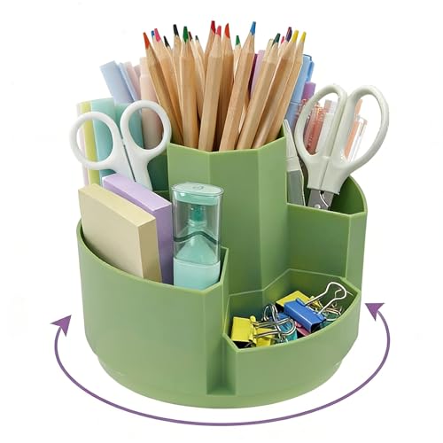 Pencil Pen Holder Desk Organizers Green Desktop Storage Stationery Supplies, Cute Cup Pot for Office, School, Art Supply - color: Green