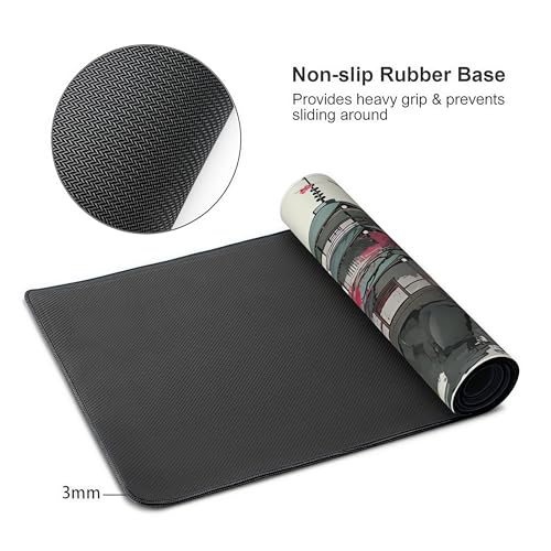 Japanese Pagoda Mouse Pad, Large Extended Gaming Desk Mat, Mount Fuji Cherry Blossom Design, Soft Cloth Surface with Rubber Base, 35.4in x 15.7in - color: Fuji Cherry Blossom