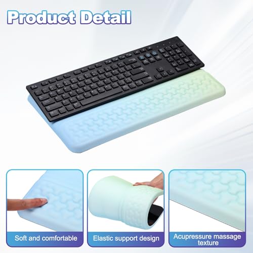 PATIKIL Computer Keyboard Stand with Wrist Rest, Computer Wrist Support Pad, Keyboard Stand Riser Holder Pad for Office Desk Gaming Home, Green and Blue - color: Green and Blue